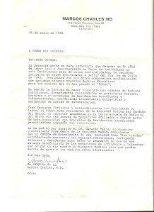 Dr.Marcos Charles, su retiro de actividades.