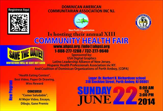 XIII Annual Community Health Fair, Perth Amboy,New Jersey, June 22,2014