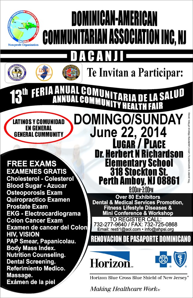 XIII Annual Community Health Fair ,Perth Amboy, June, 22, 2014