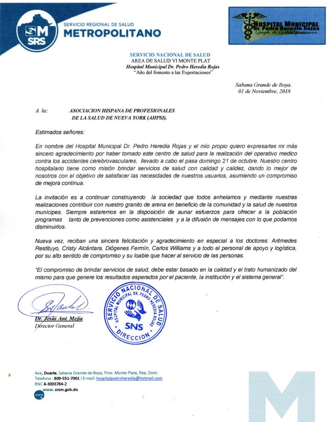 Carta agradecimiento Hospital Pedro Heredia